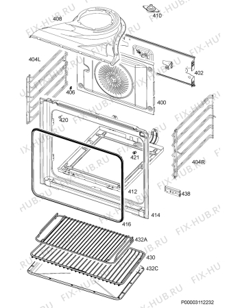 Взрыв-схема плиты (духовки) Aeg BC330352KM - Схема узла Oven